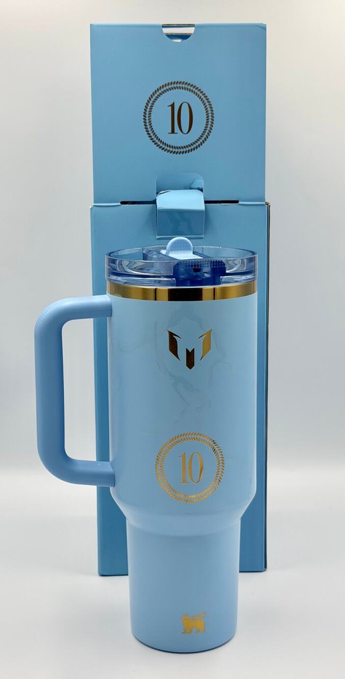 Messi x Stanley 1913 IceFlow Flip Straw Jug 64 Oz. Ice Flow Blue Lionel Messi